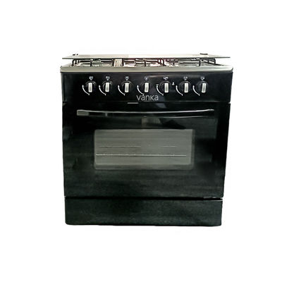 Forno de gás multifuncional de 4 queimadores com convecção e porta-malas de cozinha de vidro temperado integrado para uso doméstico e de RV