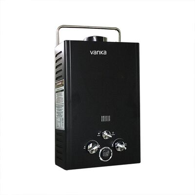 Aquecedor de Água Portátil a Gás GLP 12L Preto – Água Quente Instantânea com Exaustão de Fumaça