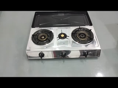 Capa para fogão a gás portátil de mesa com 3 queimadores em aço inoxidável para uso na cozinha